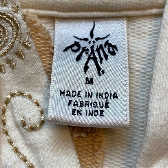 Prana Vintage Cream Hooded Front Zip Jacket Size Medium - Picture 3 of 15